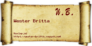 Wester Britta névjegykártya